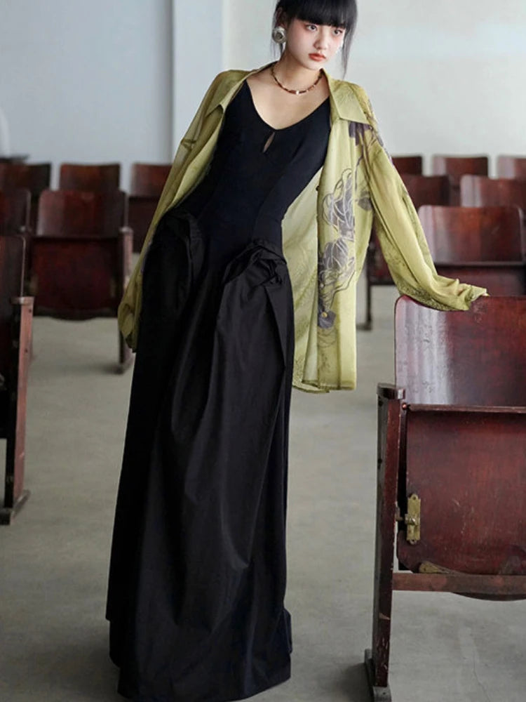 GETADME Summer Lady Harajuku Camis Sleeveless Dress Women Vintage Ruffle Patchwork Maxi Long Dresses Korean Y2k Party Robe Vestidos