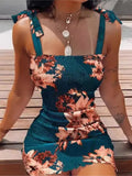 GETADME 여름 섹시 슬림 프린트 드레스 여성 패션 스파게티 스트랩 우아한 패키지 엉덩이 바디콘 미니 드레스 여성 비치 파티 드레스