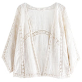 GETADME Summer Shawl-Style Blouse Women'S Bat Shirt Thin Sun Protection Clothing Lace Shirt With Suspender Skirt Cardigan Jacket