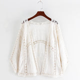 GETADME Summer Shawl-Style Blouse Women'S Bat Shirt Thin Sun Protection Clothing Lace Shirt With Suspender Skirt Cardigan Jacket