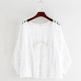 GETADME Summer Shawl-Style Blouse Women'S Bat Shirt Thin Sun Protection Clothing Lace Shirt With Suspender Skirt Cardigan Jacket
