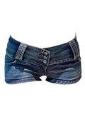 GETADME Summer Women 2000s Grunge Kpop Japanese Gyaru Low Rise Jean Shorts Slim Denim Hot Pants Trashy Y2k Streetwear Harajuku E-girl
