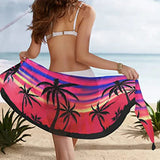 GETADME 여름 여성 프린트 짧은 사롱 수영복 커버업 비치 비키니 랩 시스루 짧은 치마 쉬폰 스카프 수영복 커버업