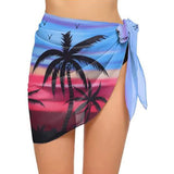 GETADME 여름 여성 프린트 짧은 사롱 수영복 커버업 비치 비키니 랩 시스루 짧은 치마 쉬폰 스카프 수영복 커버업