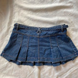 GETADME Summertime Fashion summer ladie cute slim denim skirt high waist casual A-word Harajuku Korean Y2K mini Spice sexy pleated skirt