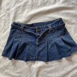 GETADME Summertime Fashion summer ladie cute slim denim skirt high waist casual A-word Harajuku Korean Y2K mini Spice sexy pleated skirt