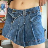 GETADME Summertime Fashion summer ladie cute slim denim skirt high waist casual A-word Harajuku Korean Y2K mini Spice sexy pleated skirt