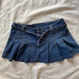GETADME Summertime Fashion summer ladie cute slim denim skirt high waist casual A-word Harajuku Korean Y2K mini Spice sexy pleated skirt