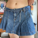 GETADME Summertime Fashion summer ladie cute slim denim skirt high waist casual A-word Harajuku Korean Y2K mini Spice sexy pleated skirt
