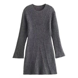 GETADME Sweater Dress Women's Elegant Solid Knitted Mini Dress Fashion Long Sleeve O Neck Sexy Dresses Autumn Winter Female A-Line Dress