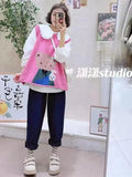 GETADME Sweater Vest Korean Sweet Vintage LOOSE O-Neck Sleeveless Autumn Spring Girls Sweater Vest Mori Girl