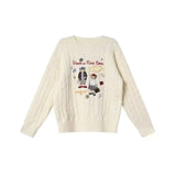 GETADME Sweet Girls Preppy Style Cartoon Sweater Chic Embroidery Bear Cute Jumper Tops Loose Winter Autumn Streetwear Tops Korean Trendy