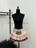 GETADME Sweet Kawaii 2 Piece Sets Women Japanese Y2k Brown Retro Tops + Chic Mini Cake Skirt Female Princess Elegant Outfits Autumn 2025