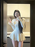 GETADME Sweet Knitted Sweater Dress Women Casual Long Sleeve Elegant French Y2k Mini Dress Even Party 2025 Autumn Japan Fashion Chic