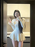 GETADME Sweet Knitted Sweater Dress Women Casual Long Sleeve Elegant French Y2k Mini Dress Even Party 2025 Autumn Japan Fashion Chic