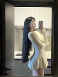 GETADME Sweet Knitted Sweater Dress Women Casual Long Sleeve Elegant French Y2k Mini Dress Even Party 2025 Autumn Japan Fashion Chic