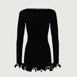 GETADME TARUXY Autumn New Knitted Mini Dress For Women Fungus Contrast Color Slim Sweater Dress Elegant Female Party Clothes Long Sleeve