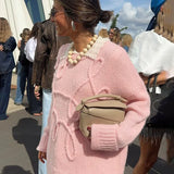 GETADME TARUXY Fashion Casual Pullovers For Women Solid Color Round Neck Long Sleeve Knitted Sweater Loose Female 2025 Autunn Winter New