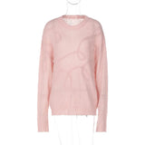 GETADME TARUXY Fashion Casual Pullovers For Women Solid Color Round Neck Long Sleeve Knitted Sweater Loose Female 2025 Autunn Winter New