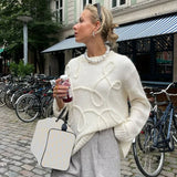 GETADME TARUXY Fashion Casual Pullovers For Women Solid Color Round Neck Long Sleeve Knitted Sweater Loose Female 2025 Autunn Winter New