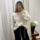 GETADME TARUXY Fashion Casual Pullovers For Women Solid Color Round Neck Long Sleeve Knitted Sweater Loose Female 2025 Autunn Winter New