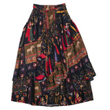 GETADME TIYIHAILEY Long Maxi Women Cotton Linen Skirts Print Flower A-line Elastic Waist  Winter S-2XL Irregular Chinese 2025 New