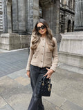 GETADME TRAF Women's Jacket Coat Tweed Cropped Jacket New in Outerwears Autumn Winter Crop jacket Woman Long Sleeve Elegant Short Coats