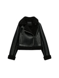 GETADME TRAF Women's Winter New Fashion Casual Jacket Jacket Thickened Warm Loose Fur One Coat Coat Long Sleeve Zip Retro Short Jacket