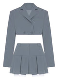 GETADME Taruxy Casual Two Piece Sets Women's Outfits 2025 New Black Matching Sets With Skirt And Blazer Cropped Top Skirt Sets For Women
