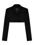 GETADME Taruxy Casual Two Piece Sets Women's Outfits 2025 New Black Matching Sets With Skirt And Blazer Cropped Top Skirt Sets For Women