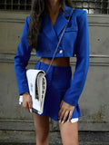 GETADME Taruxy Casual Two Piece Sets Women's Outfits 2025 New Black Matching Sets With Skirt And Blazer Cropped Top Skirt Sets For Women