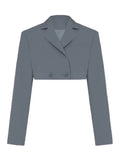 GETADME Taruxy Casual Two Piece Sets Women's Outfits 2025 New Black Matching Sets With Skirt And Blazer Cropped Top Skirt Sets For Women