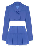 GETADME Taruxy Casual Two Piece Sets Women's Outfits 2025 New Black Matching Sets With Skirt And Blazer Cropped Top Skirt Sets For Women