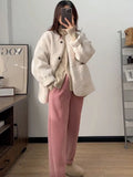 GETADME Thick Lamb Wool Coat Women Oversize Loose Parkas Outerwear Female Korean Fashion Warm Casual Jackets Ladies Long Sleeve Coats