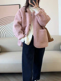 GETADME Thick Lamb Wool Coat Women Oversize Loose Parkas Outerwear Female Korean Fashion Warm Casual Jackets Ladies Long Sleeve Coats
