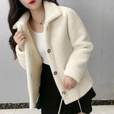 GETADME Thicken Warm Faux lamb Wool Coat 2022 Autumn Winter Loose Long-sleeve Outerwear Solid Women Jacket Parkas Casual Tops