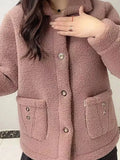 GETADME Thicken Warm Faux lamb Wool Coat 2022 Autumn Winter Loose Long-sleeve Outerwear Solid Women Jacket Parkas Casual Tops