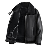 GETADME Thickened Warm Sheepskin Leather Coat New Men's Luxury Fur Lamb Wool Leather Coat New Warm Cashmere Coat Brand Leather Jackets