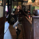 GETADME Thickened small fragrance lamb wool coat women's 2025 autumn and winter new outer wear imitation rabbit plush loose top ins tide