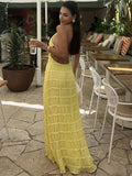 GETADME Tossy Spring Fashion Patchwork Long Dress For Women Lace-Up Backless High Waist Solid Holiday Beach Dress Ladies Maxi Dress 2025