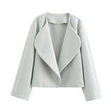 GETADME Trendix Winter Faux Wool Cardigan Jacket Casual Lapel Loose Elegant Short Coat 2024 Autumn Street Fashion Outwear Cardigan Women
