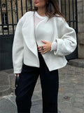 GETADME Trendix Winter Faux Wool Cardigan Jacket Casual Lapel Loose Elegant Short Coat 2024 Autumn Street Fashion Outwear Cardigan Women