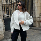GETADME Trendix Winter Faux Wool Cardigan Jacket Casual Lapel Loose Elegant Short Coat 2024 Autumn Street Fashion Outwear Cardigan Women