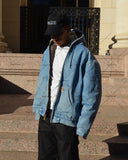 GETADME Trendy Harajuku Y2K Streetwear American Retro Plaid Personalized Oversized Denim Jacket Men Hip-hop Loose Casual Zipper Hoodie