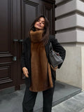 GETADME Turtleneck Furry Fur Sleeveless Waistcoats Fashion Women Warm Thicken Vest 2025 Lady Luxuries New Winter Street Party Outerwears