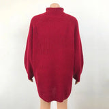 GETADME Turtleneck Long Sleeve Sweater Dress Women Autumn Winter Loose Tunic Knitted Casual Pink white Clothes Solid Mini Dresses