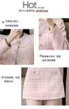 GETADME Tweed Jacket and Skirt Set for Women French Vintage Small Fragrance Two Piece Outfits Coat and Skirt High Quality