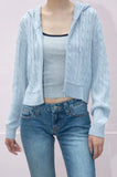 GETADME Twisted Flower Knitted Cardigan Sweater Women Autumn Long Sleeve Hooded Zipper Short Coat Streetwear Fashion Sweaters Y2K Tops