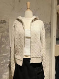 GETADME Twisted Flower Knitted Cardigan Sweater Women Autumn Long Sleeve Hooded Zipper Short Coat Streetwear Fashion Sweaters Y2K Tops