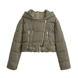GETADME UETEEY 2025 Women's Lightweight Padded Hooded Winter Cotton-padded Jacket & Multi-zipper Short Coat Clothing Supply Chain